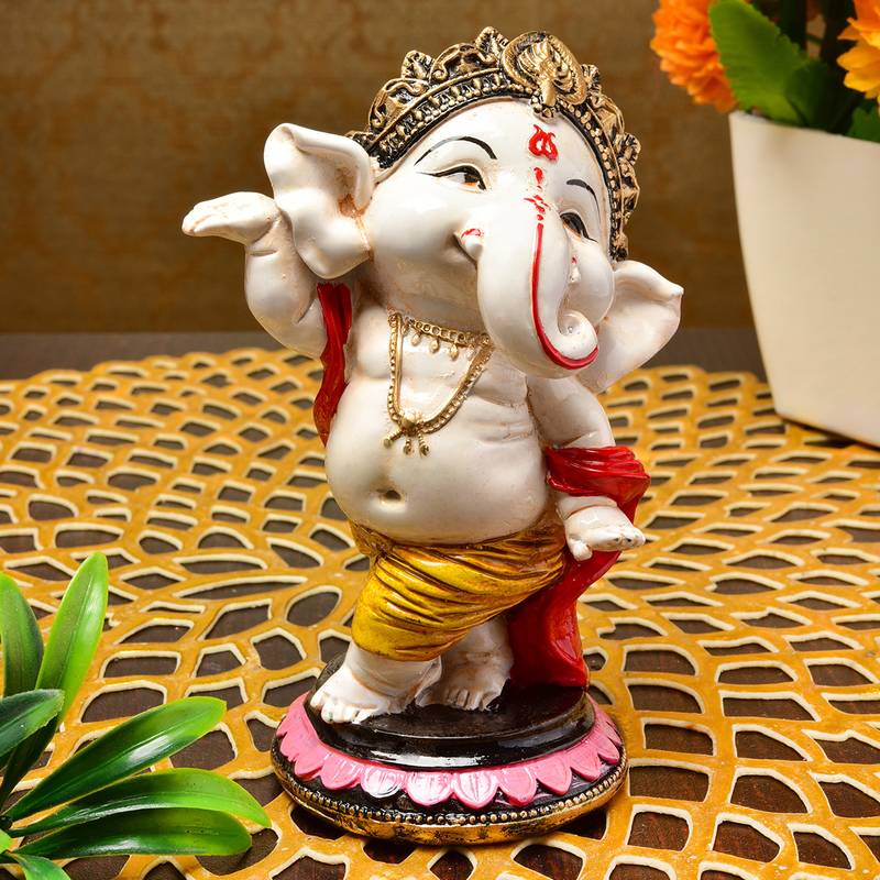 Karigaari Antique Dancing Ganesha/ Ganpati Showpiece Idol for Home decor