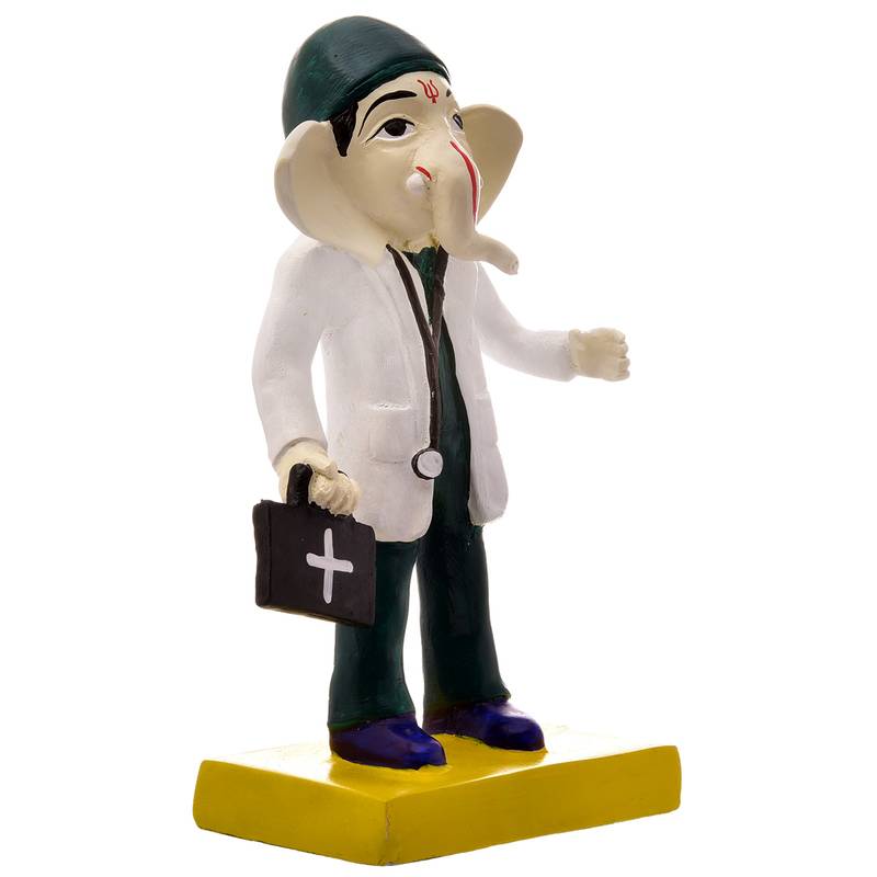 Karigaari Handcrafted Polyresin Ganesha Beautiful Doctor Lord Ganesh Idol