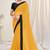 Yellow plain georgette saree 