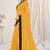 Yellow plain georgette saree 