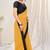 Yellow plain georgette saree 