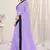 Purple plain georgette saree 