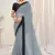 Grey plain georgette saree 
