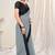 Grey plain georgette saree 