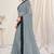 Grey plain georgette saree 