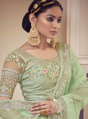 Mirror and Zarkan Work Net Lehenga Choli 2