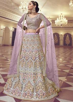 Mirror and Zarkan Work Net Lehenga Choli 1