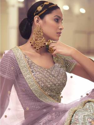 Mirror and Zarkan Work Net Lehenga Choli 2
