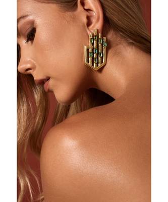 Green Hamsa Earrings 1
