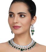 Rhodium Finish Diamante Necklace Set