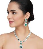 Rhodium Finish Diamante Necklace Set