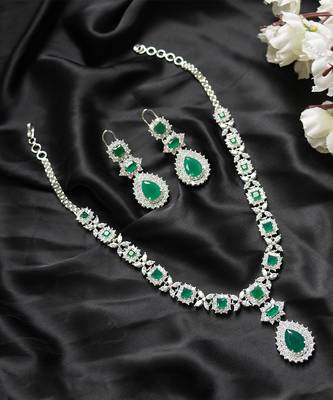 Rhodium Finish Diamante Necklace Set 3