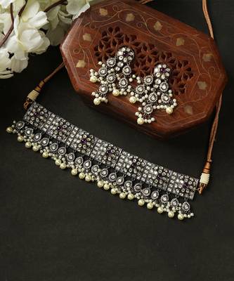 Gold Plated Bead & Kundan Polki Necklace Set 3