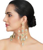 Gold Plated Kundan Polki Drop Earrings