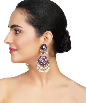 Gold Plated Kundan Polki Earrings 1
