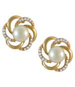 Floral Pearl Gold Stud Earring for Women