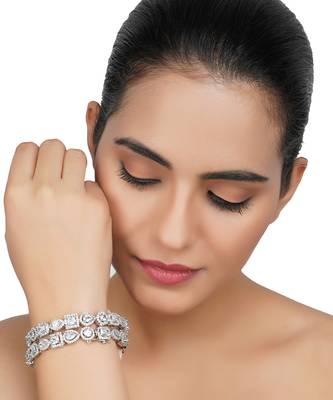 Silver Finish Diamond Studded Bracelet 1
