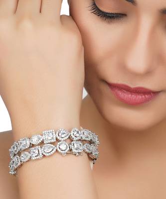 Silver Finish Diamond Studded Bracelet 2