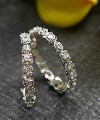 Silver Finish Diamond Studded Bracelet 4