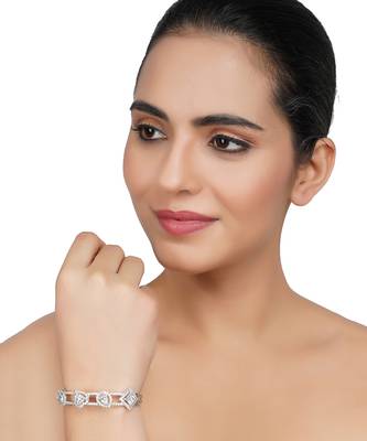 Rhodium Finish Diamond Studded Bracelet 1