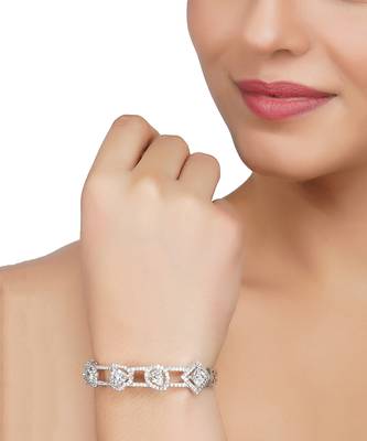 Rhodium Finish Diamond Studded Bracelet 2