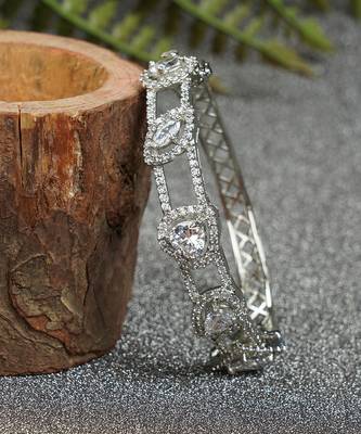 Rhodium Finish Diamond Studded Bracelet 3