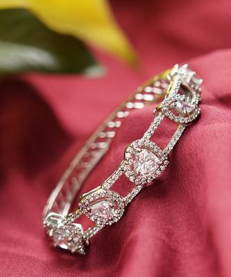 Rhodium Finish Diamond Studded Bracelet 4