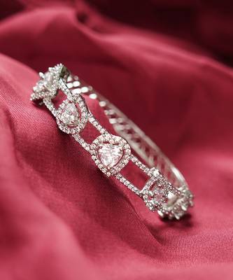 Rhodium Finish Diamond Studded Bracelet 5