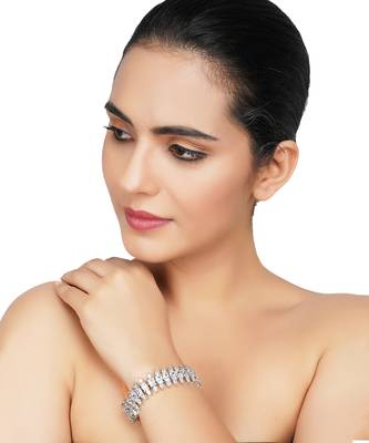 Rhodium Finish Diamond Studded Bracelet 1