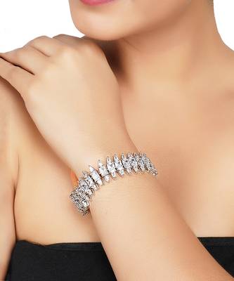Rhodium Finish Diamond Studded Bracelet 2