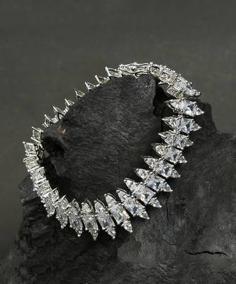 Rhodium Finish Diamond Studded Bracelet 3