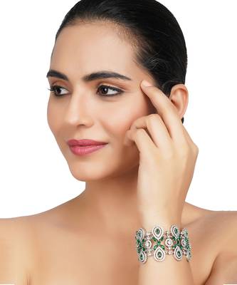 Rhodium Finish Diamond Studded Bracelet 1
