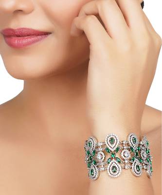 Rhodium Finish Diamond Studded Bracelet 2