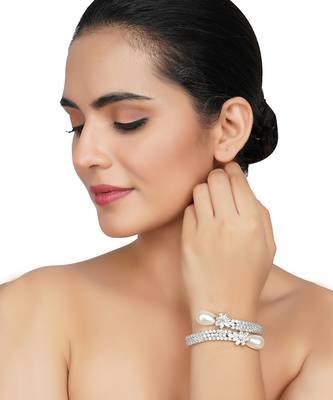 Silver Finish Diamond Studded Bracelet 1