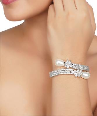 Silver Finish Diamond Studded Bracelet 2