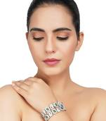 Silver Finish Green Diamond Studded Bracelet