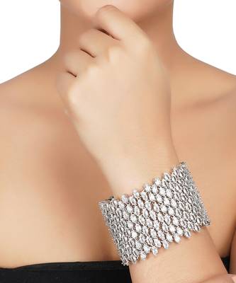 Silver Finish Diamond Studded Bracelet 2