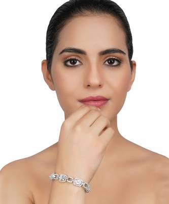 Silver Finish Diamond Studded Bracelet 1
