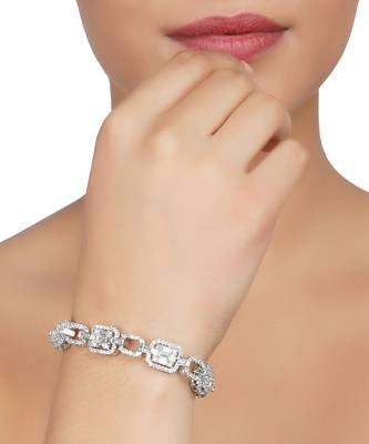Silver Finish Diamond Studded Bracelet 2