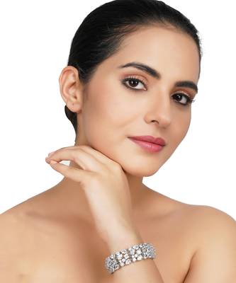 Rhodium Finish Diamond Studded Bracelet 1