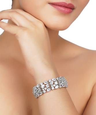 Rhodium Finish Diamond Studded Bracelet 2