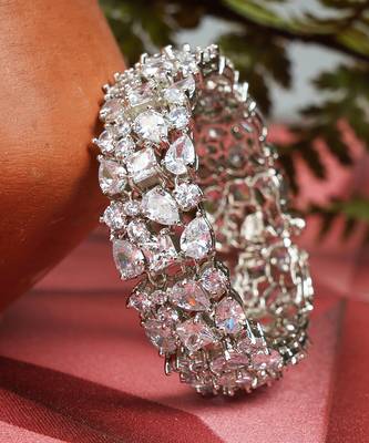 Rhodium Finish Diamond Studded Bracelet 3