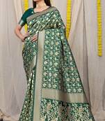 Green Woven Patola Saree With Blouse