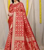 Red Woven Patola Saree With Blouse