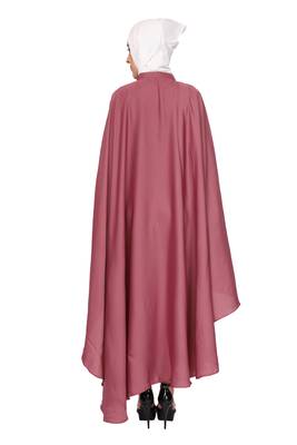 ENTIRE Creep Fabric Embroidered Abaya Kaftan with Hijab of Pink Color for Girls, Ladies, Women, Burkha 5