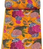 Indian Kantha Quilt Handmade Kantha Bedspread Throw Cotton Blanket Quilts