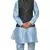MAG Men's Sky Blue Matching silk Kurta Churidhar With Black 1st Waistcoat