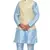 MAG Men's Sky Blue Matching silk Kurta Churidhar With New Gold Waistcoat