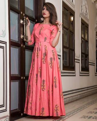 All Season Designer Pink Pure Cotton Gown 1