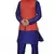 Mag Men's Royal Blue Matching silk Kurta Churidhar With Red Joot Waistcoat
